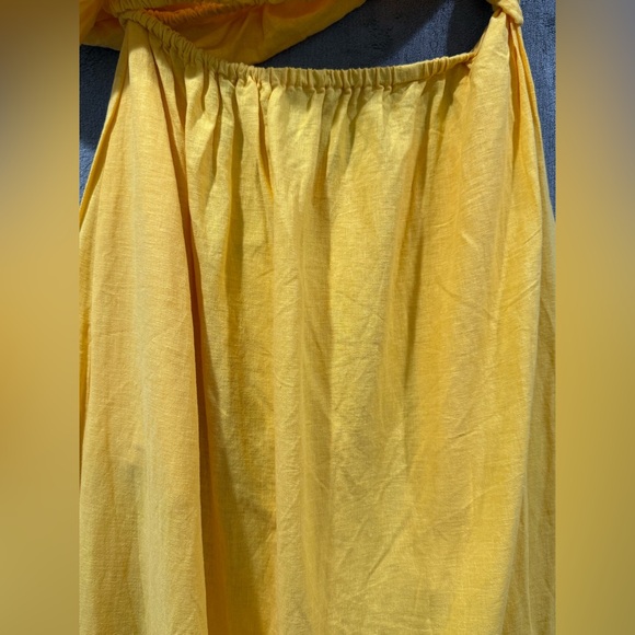 Anthropologie Farm Rio Yellow Open Waist Midi Dress With Pockets Womens XS NWT - Picture 3 of 13